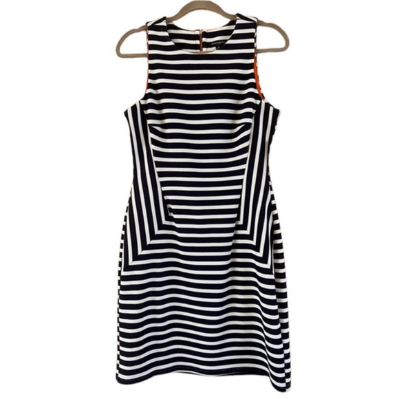 Sharagano Dress Blue & White Striped Dress Size‎ 10 E17 - Picture 1 of 6
